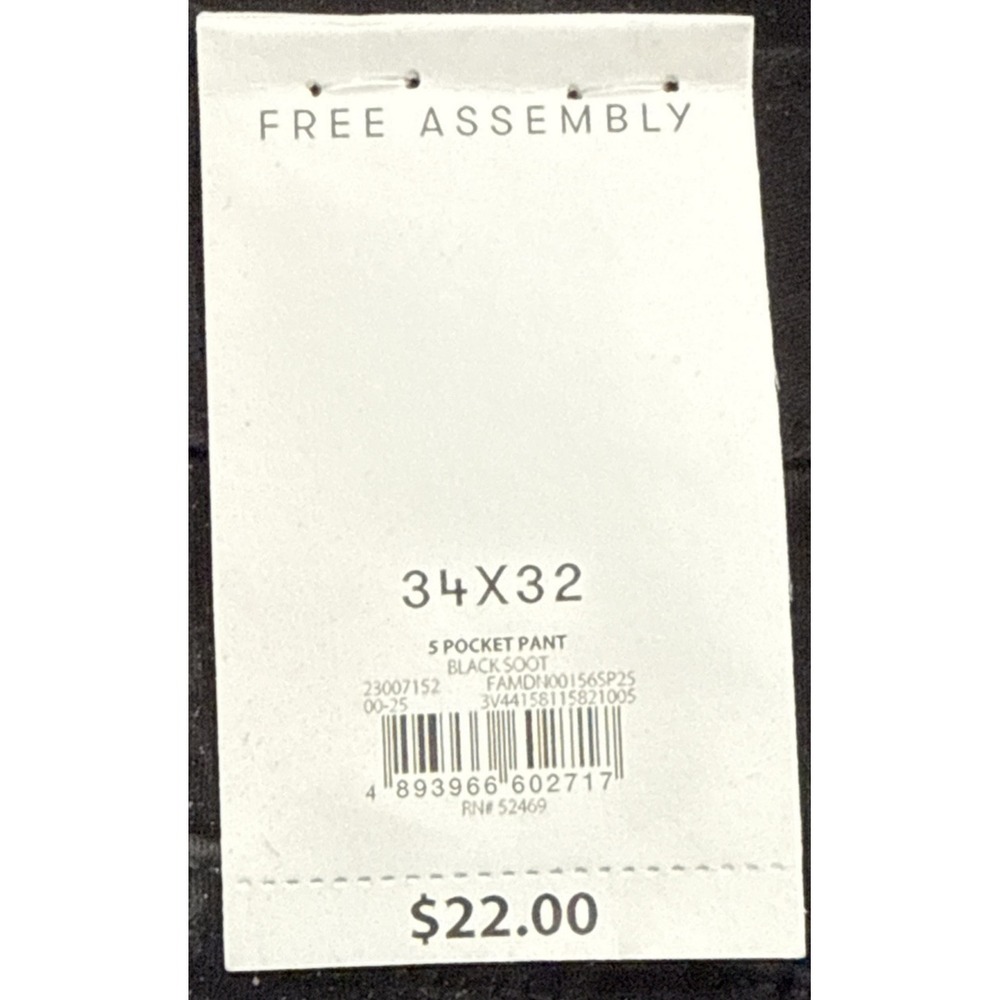 Free Assembly Black Jeans Straight Leg 5 Pocket Modern - New With Tags - Picture 14 of 15